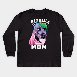 Womens Blue Nose Pitbull Mom Pop Art Style Cool Pit Kids Long Sleeve T-Shirt